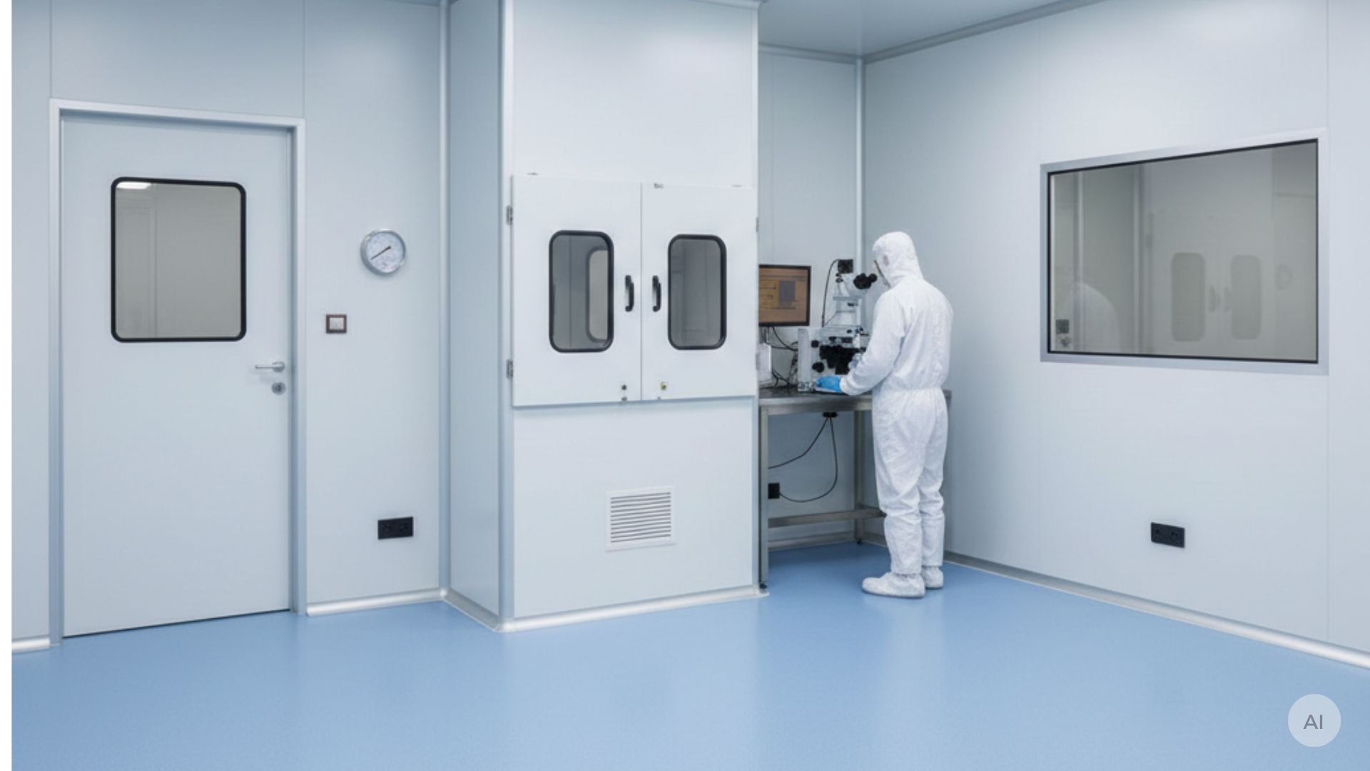 Farmaceutisch medewerker in een ISO 7-cleanroom