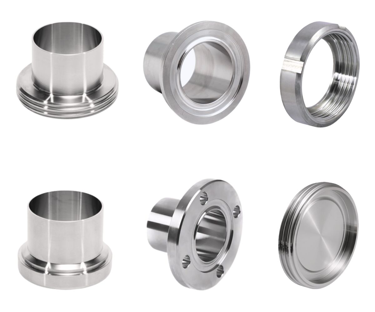Aseptische koppelstukken gemaakt van RVS AISI 316L en conform de DIN 11864-standaard. Geschikt voor hygiënische voedselproductie. Bekijk hier het assortiment!