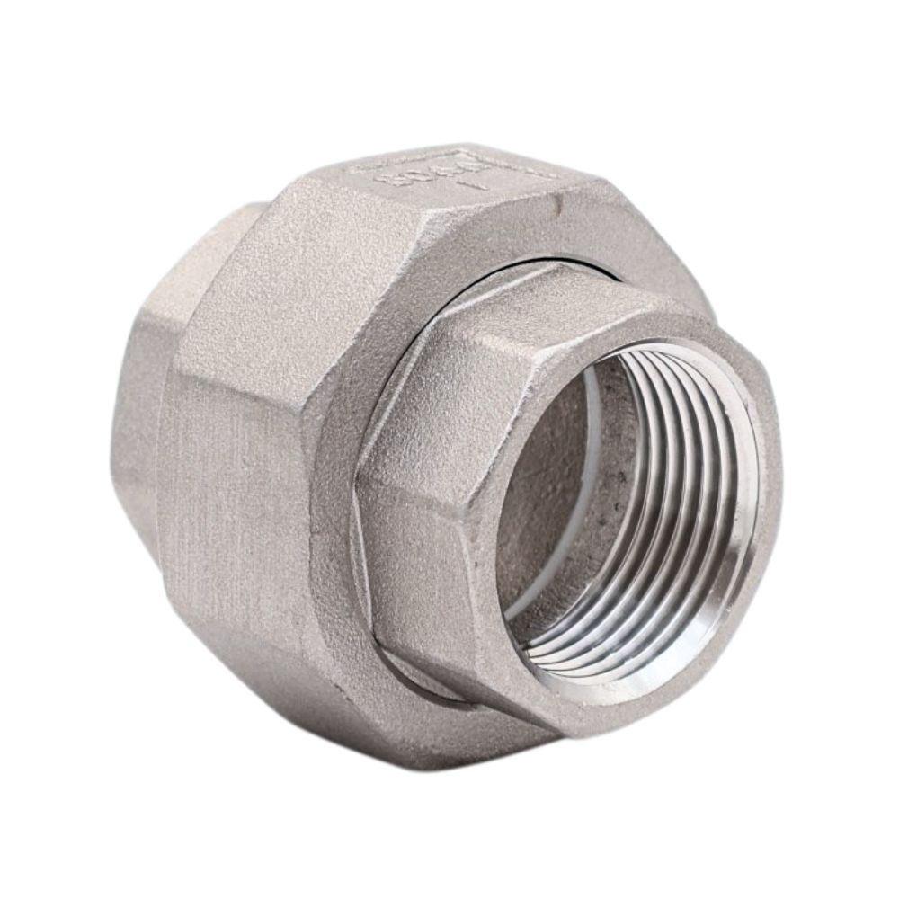 Driedelige koppeling, binnen-/binnendraad, vlakdichtend met PTFE