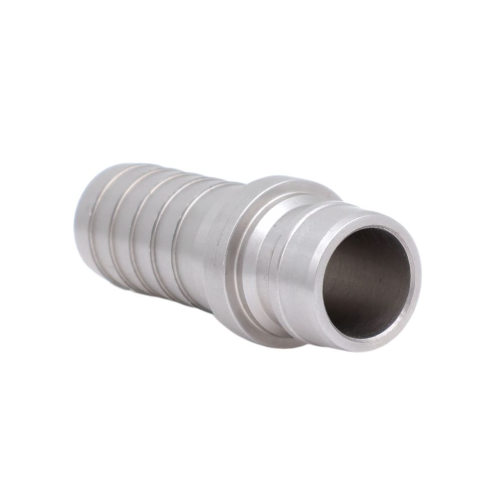 Roestvrijstalen, Nito-compatibele AG-waterkoppelingsnippel met slangtule voor eenvoudige aansluiting van waterslangen. Bestand tegen temperaturen tot +90 °C en een werkdruk van 25 bar. Bestel hier via de webshop!