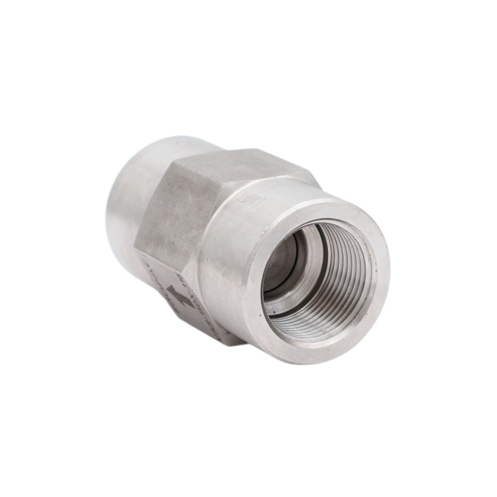 Roestvrijstalen Mini-terugslagklep voor water, gassen en zwakke zuren. Viton-o-ring, max. 20 bar, tot 205 °C. Geschikt voor levensmiddelen en chemicaliën. Bestel online!