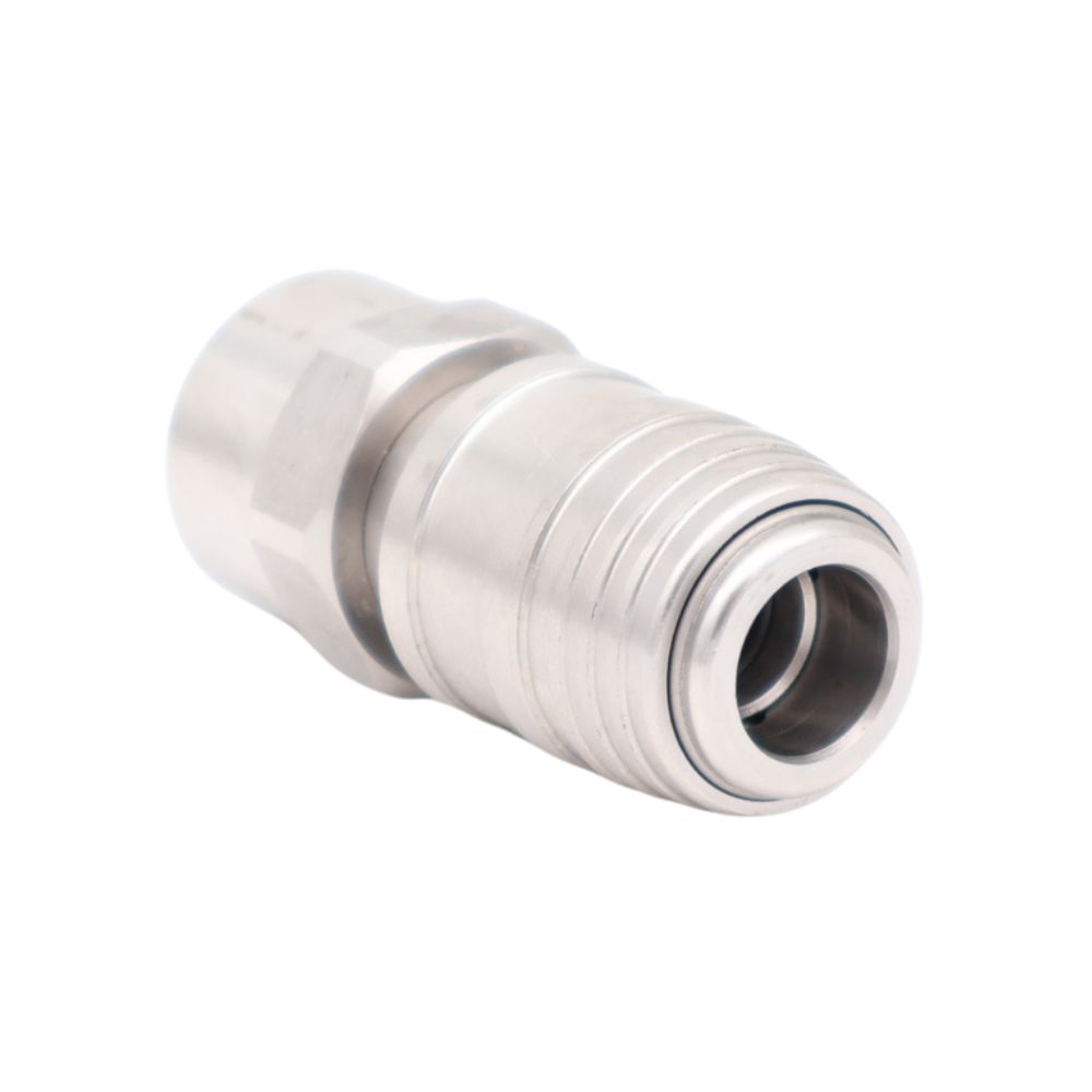 Persluchtkoppeling van roestvrij staal AISI 316, geschikt voor perslucht en pneumatiek. Inclusief NBR-afdichting en klep. Compatibel met Cejn 320/326. Bestel hier via de webshop!