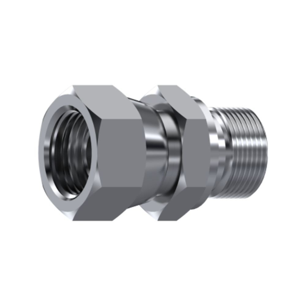 Roestvrijstalen overgangsstuk voor hydraulica en industrie. 60° x 60° conus, inwendige en uitwendige BSPP-schroefdraad. Voor olie/gas, voedingsmiddelen en farmacie. Bestel vandaag nog!