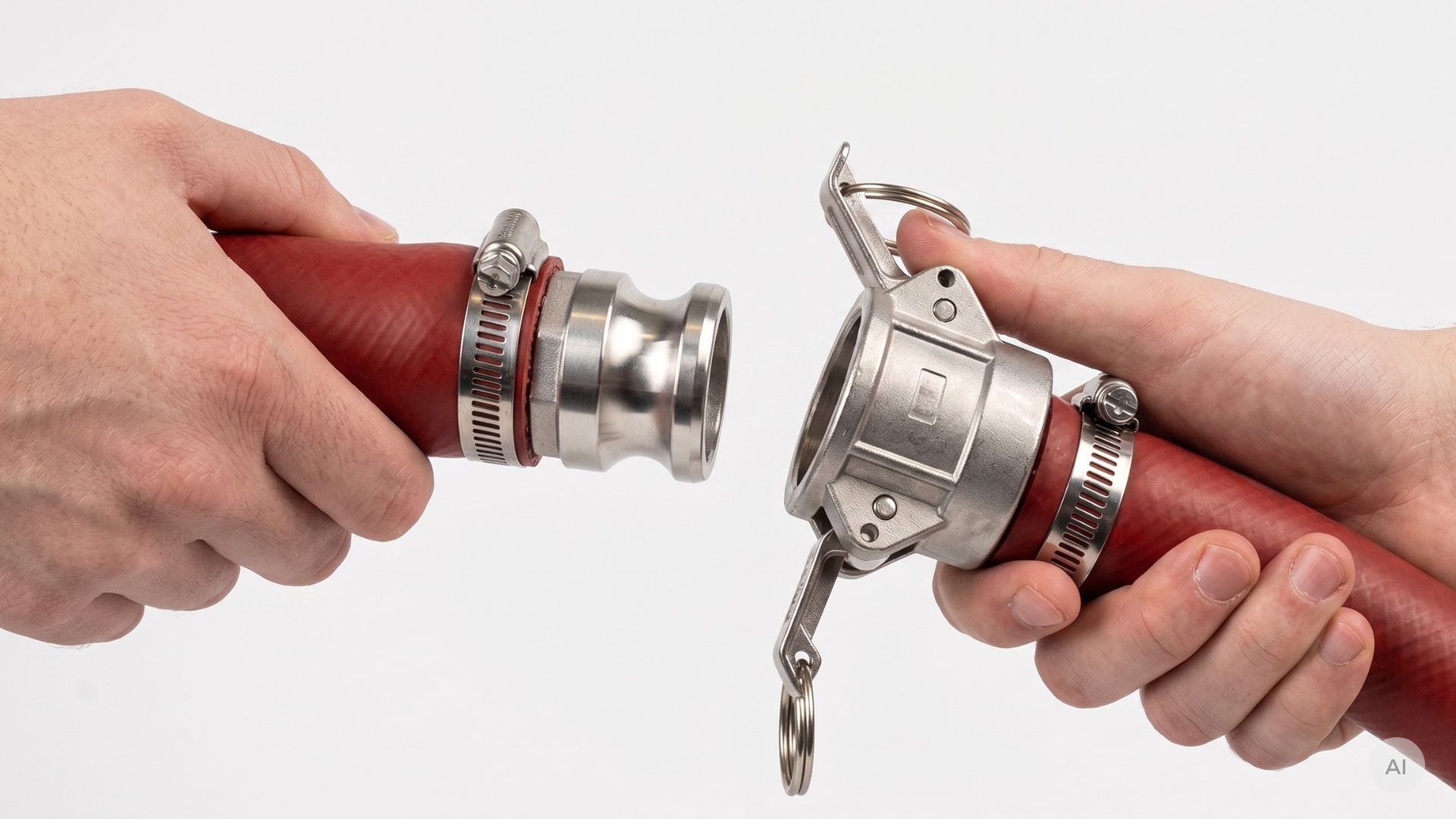 Camlock-koppeling gemonteerd op slang