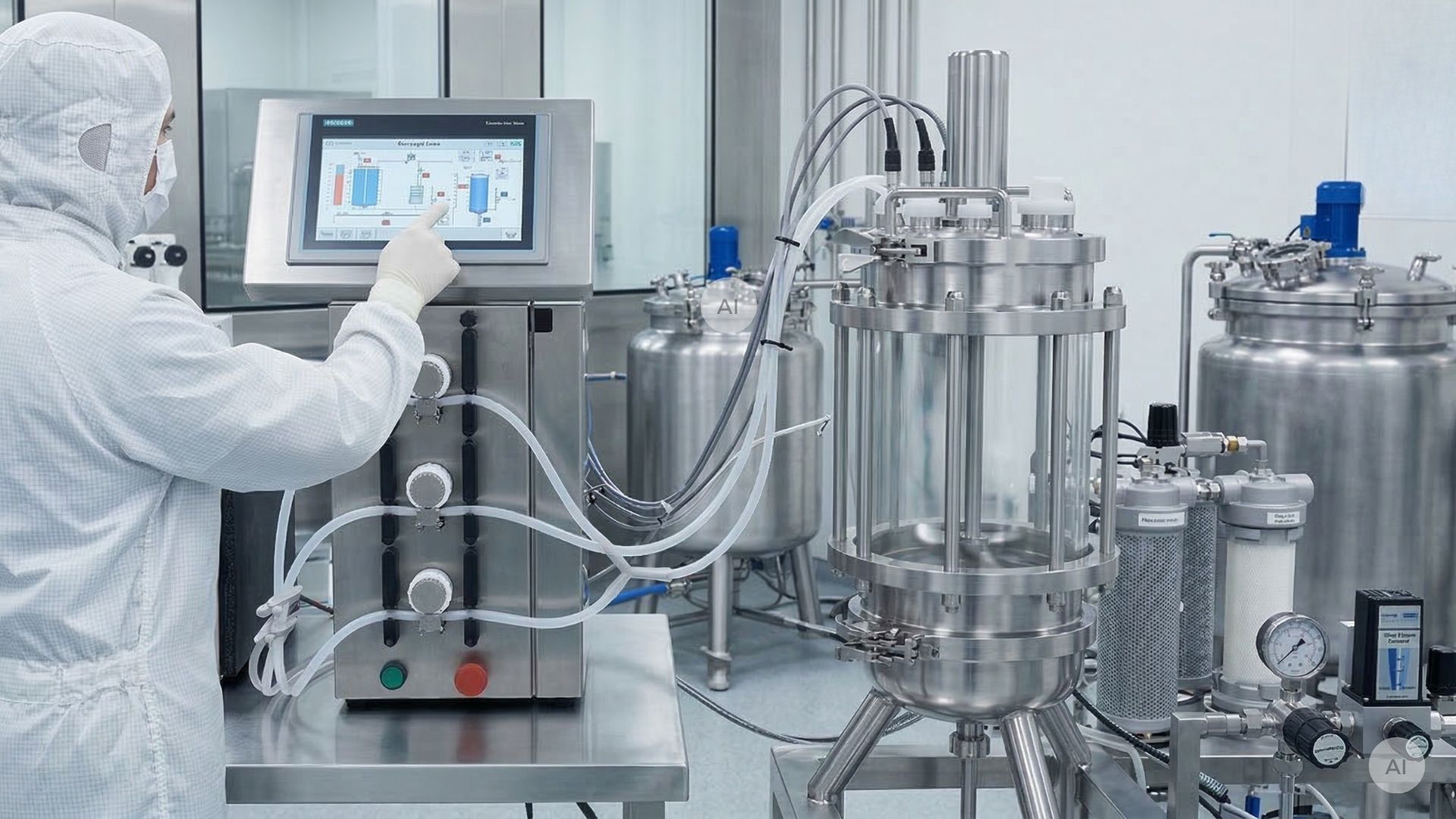 single-use systeem in een farmaceutische productieomgeving