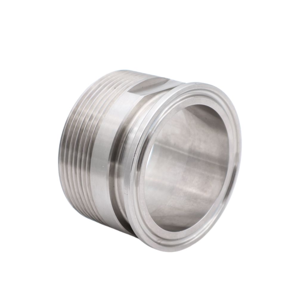 RVS Clamp-kraag met BSP-nippel (DS/ISO, AISI 316) voor hygiënische buisverbindingen in de voedingsmiddelenindustrie. Hoge kwaliteit. Bestel hier via de webshop!