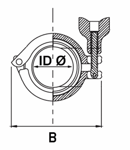 DIN-Clamp-spanring, dubbel scharnierend