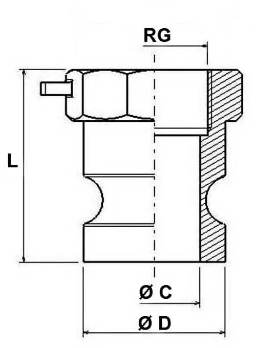 Camlock-koppelingsmof, type A
