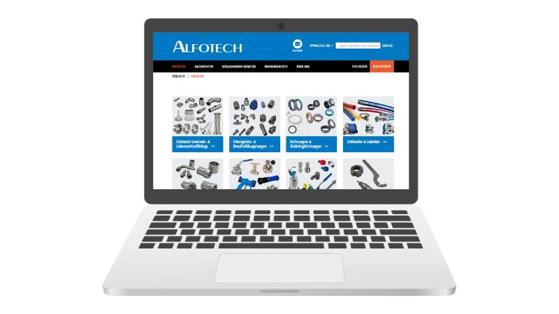 PC-mockup van de website