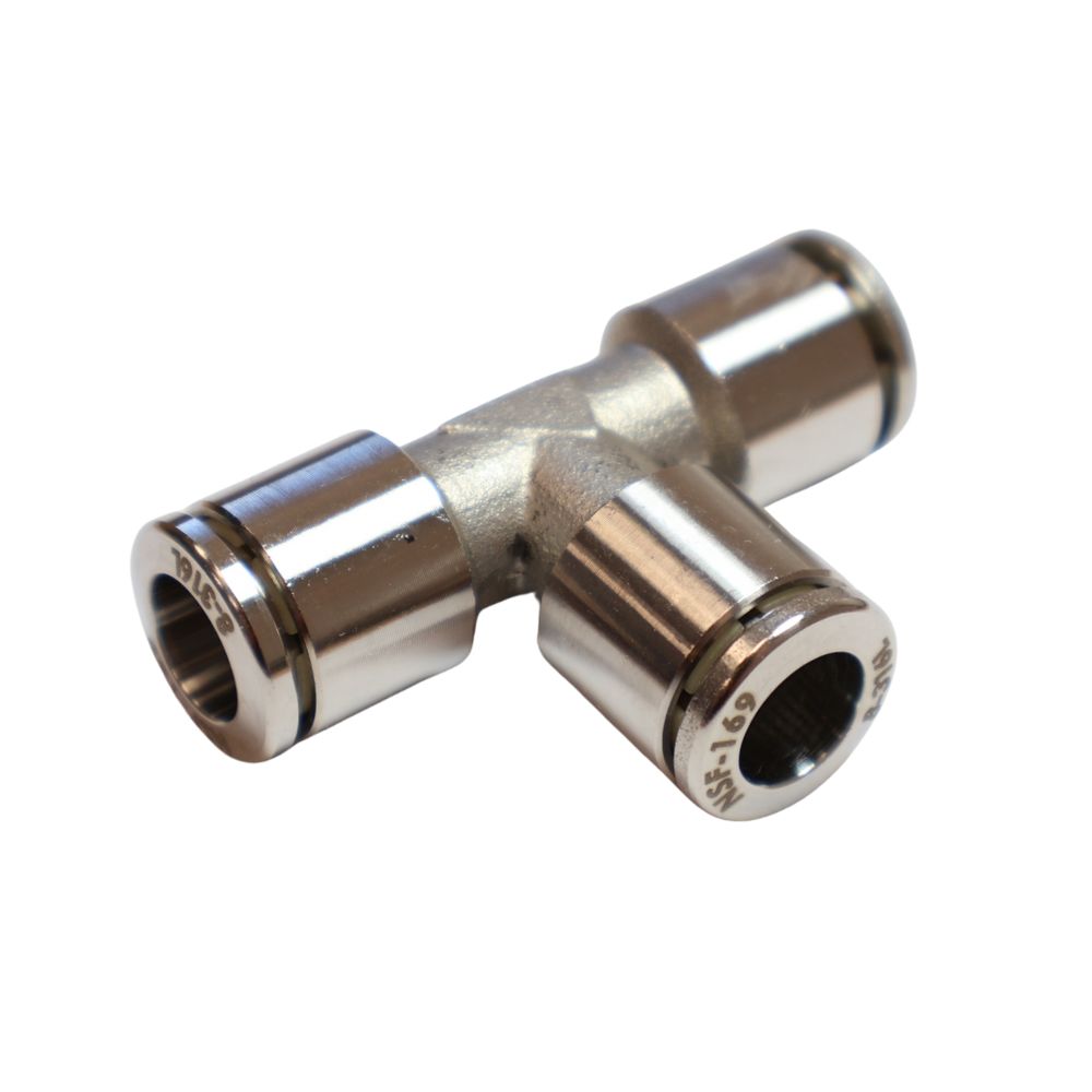 Push-in T-koppeling gemaakt van roestvrij staal AISI 316. Inclusief Viton-pakking. Geschikt voor persluchtslangen. Bestand tegen temperaturen tot +150 °C en 20 bar. Bestel hier!