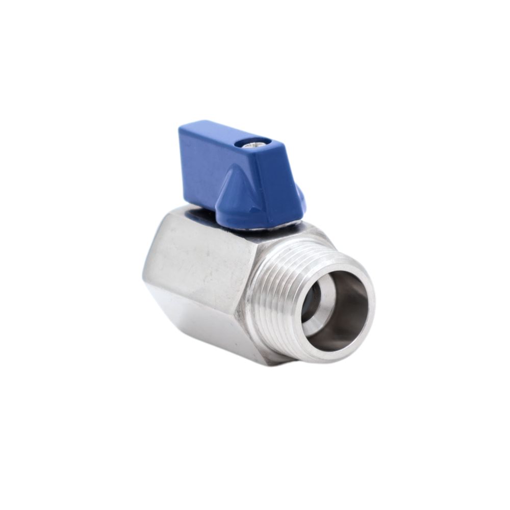 Onze roestvrijstalen mini-kogelkraan met mof en nippel heeft een glad en gemakkelijk te reinigen oppervlak. Handgreep van aluminium en pakking van PTFE. Bestel vandaag nog online!