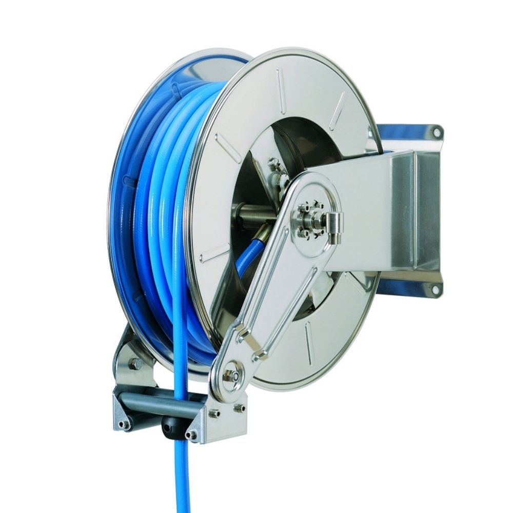 RVS slangoproller AFT 3400-3503 AV van hoge kwaliteit met veeroprolmechanisme. Geschikt voor slangen van 1/2”, 3/4” en 1” met een lengte tot 35 m. Bestel hier!