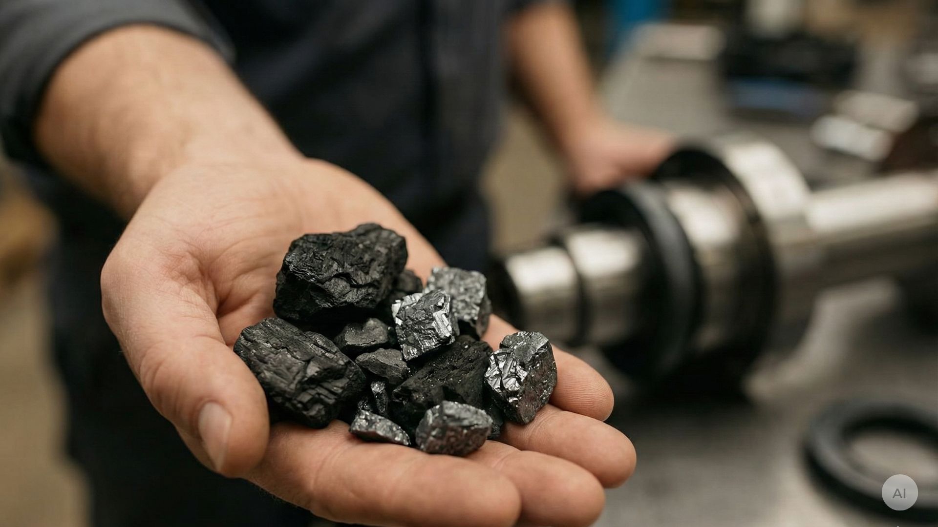 Een hand met siliciumcarbide