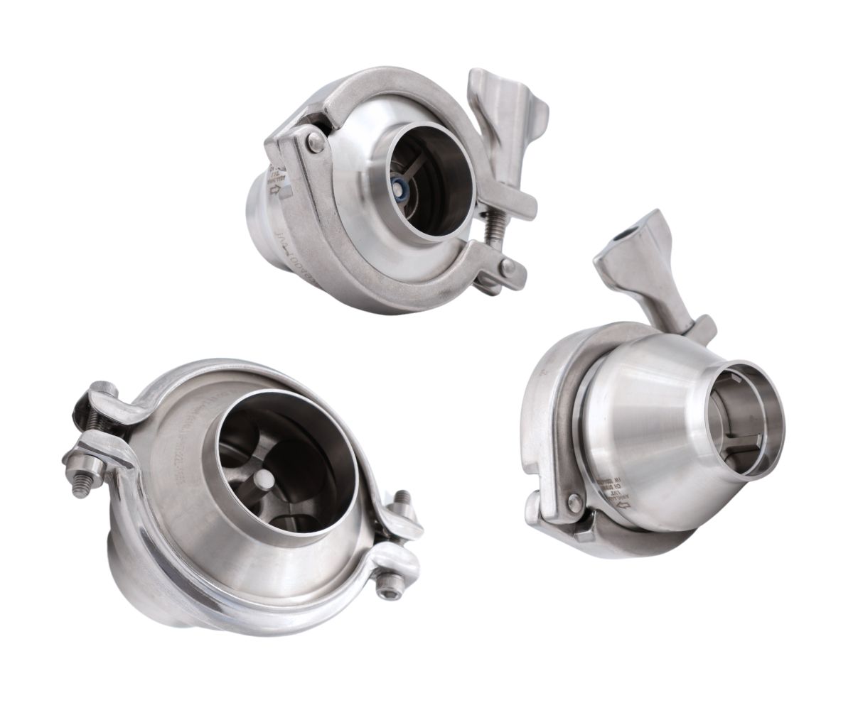 RVS LKC- en AWH-terugslagkleppen (AISI 316) voor gebruik in zuivelbuizen, evenals andere accessoires. Hoge kwaliteit. Bekijk hier het assortiment!