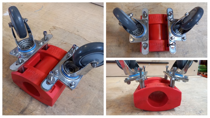 Collage van trolley voor slang