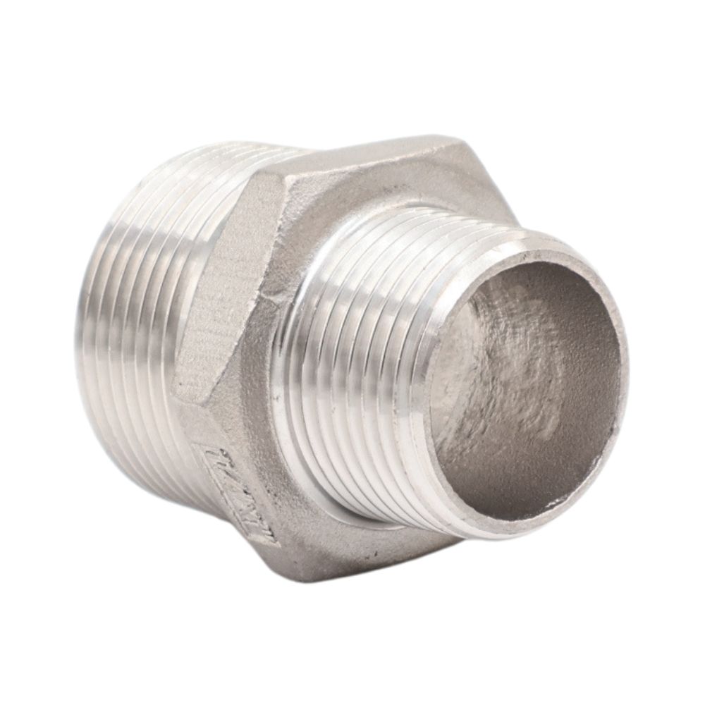 Verloopnippel van roestvrij staal, perfect voor industriële omgevingen waar duurzaamheid en hygiëne belangrijk zijn. Koop bij Alfotech!