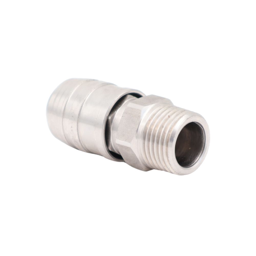 Persluchtkoppeling van roestvrij staal AISI 316, geschikt voor perslucht en pneumatiek. Inclusief NBR-afdichting en klep. Compatibel met Cejn 320. Bestel via de webshop!