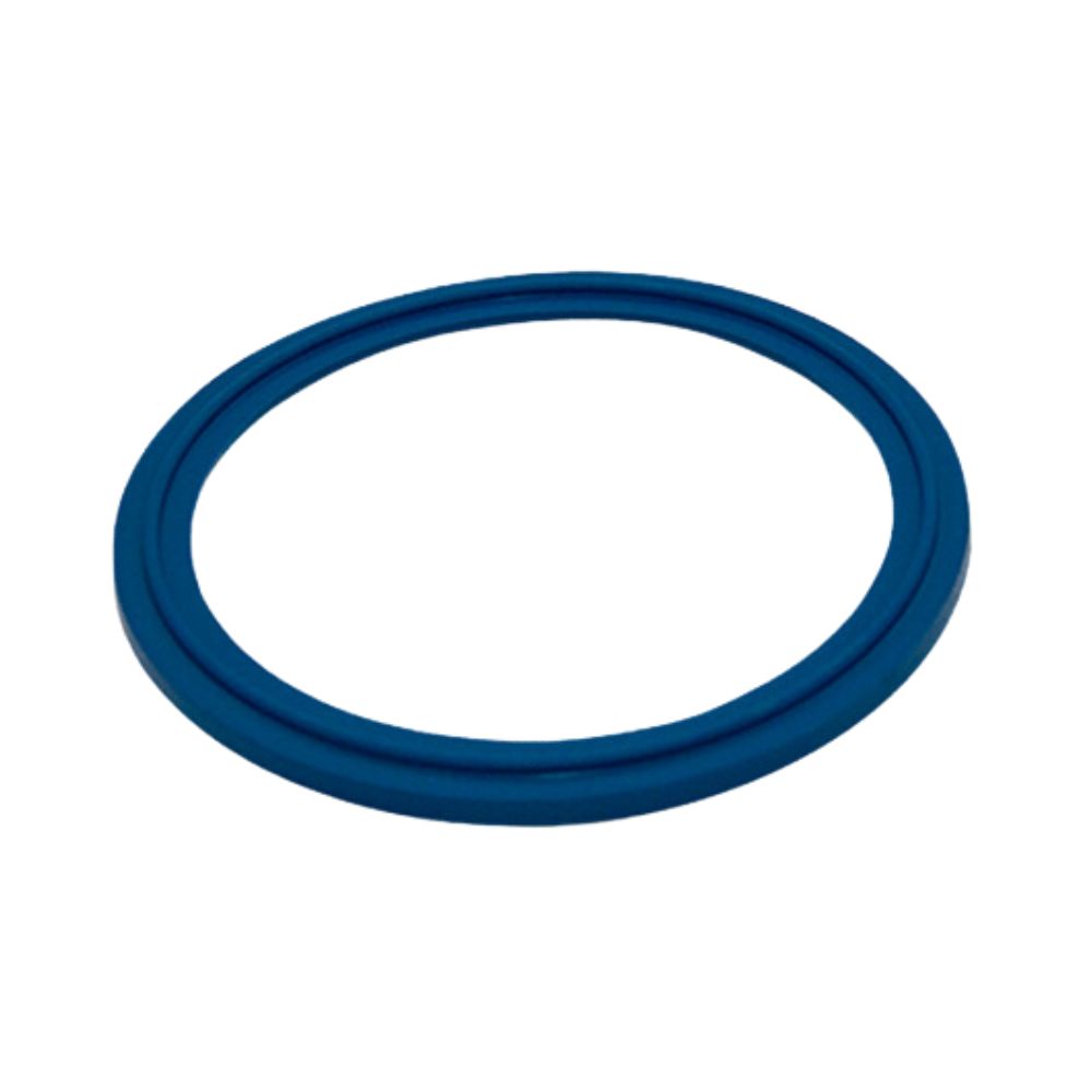 Blauwe Clamp-koppelingspakking zonder lip van EPDM voor zuivelbuiskoppelingen. Bestand tegen zuren, logen & CIP. FDA/USP-gecertificeerd. Tot 150°C. Bestel hier!
