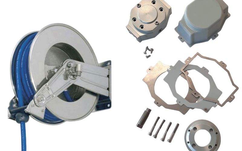 collage van slangoprollers en accessoires