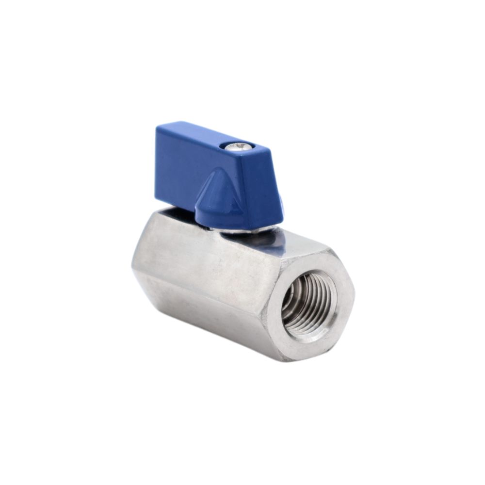 Onze roestvrijstalen mini-kogelkraan met mof heeft een glad en gemakkelijk te reinigen oppervlak. Handgreep van aluminium en pakking van PTFE. Bestel vandaag nog online!