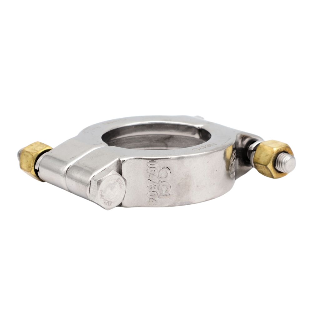 Extra sterk en veilig dankzij onze zware DIN-Clamp-spanring met dubbele bout. Gemaakt van roestvrij staal voor maximale duurzaamheid. Bestel nu!