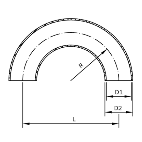 Bocht, 180°, DIN
